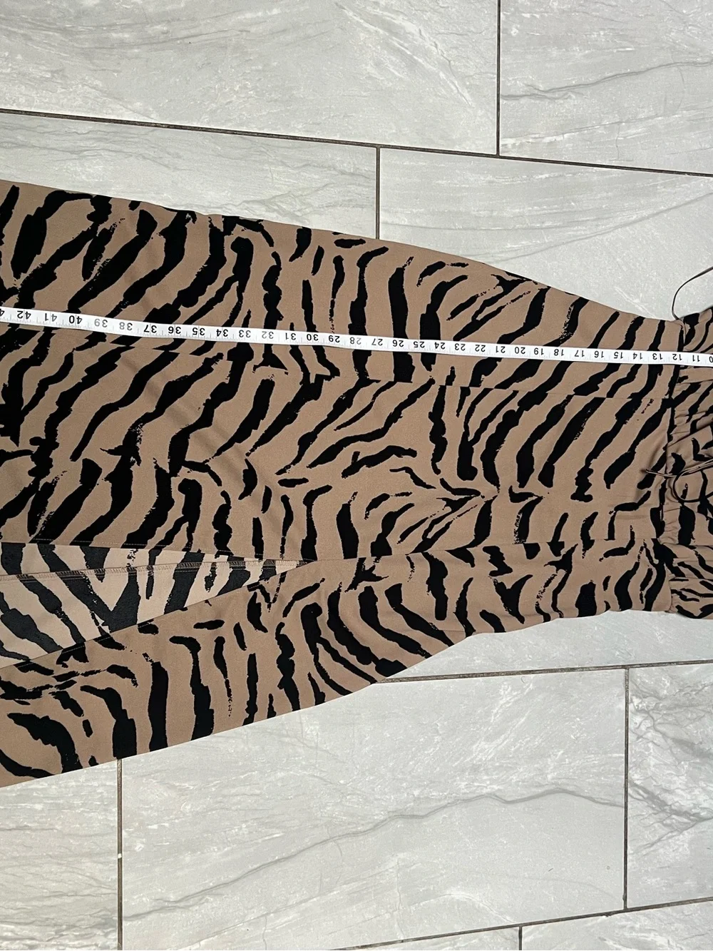 Bar III Beige and Black Zebra-Print Midi Dress with Side Slit